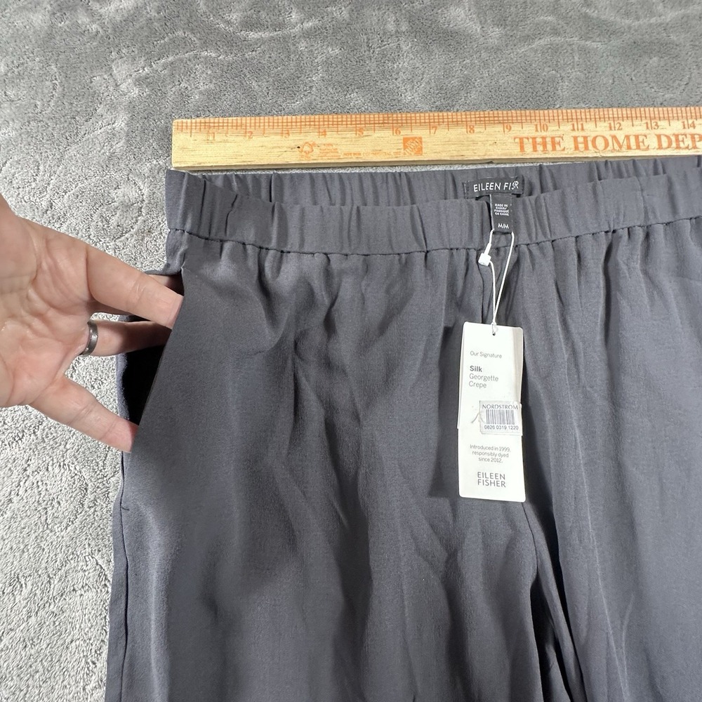 Eileen Fisher Womens Medium Black 100% Silk Georgette Crepe Ankle Pants Luxury - Picture 8 of 12